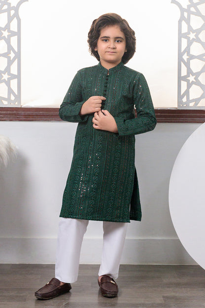 Kids Green Designer Kurta Pajama 3