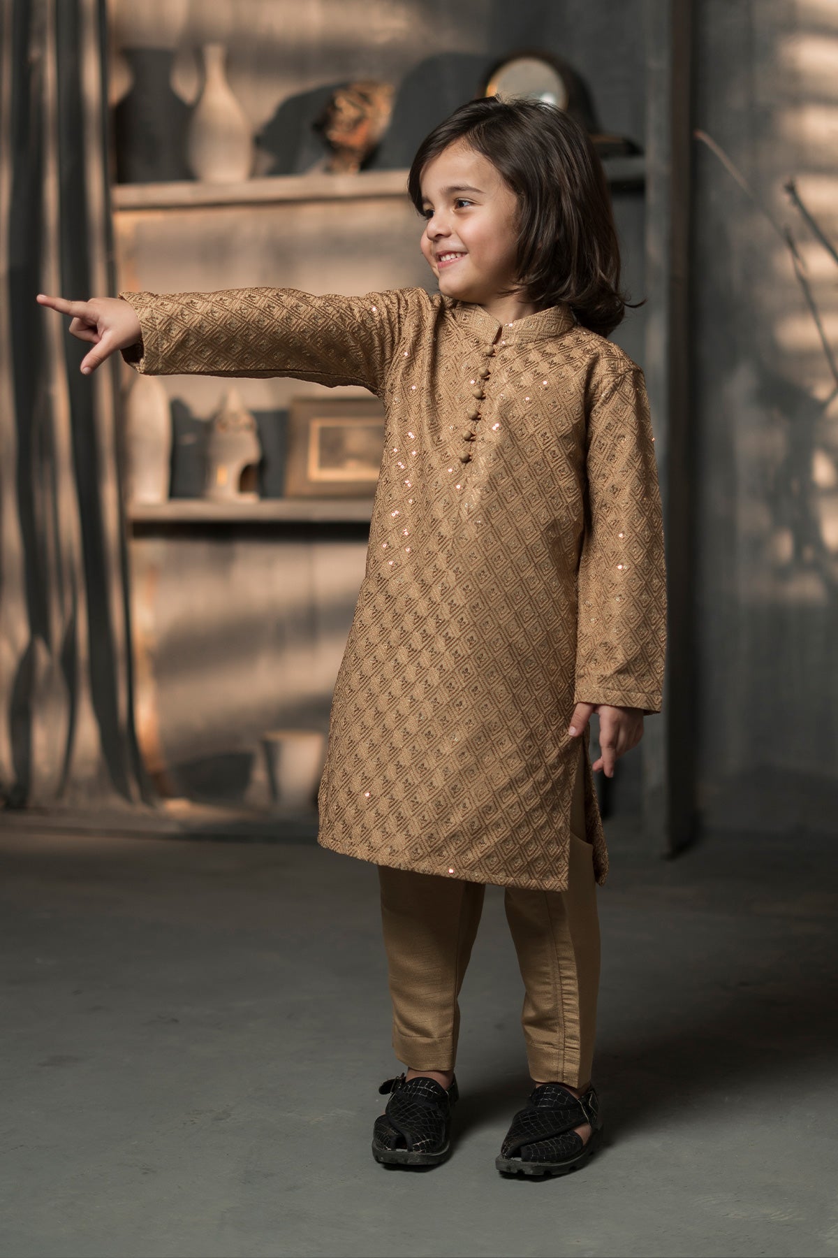 Gold Kids Designer Kurta Pajama