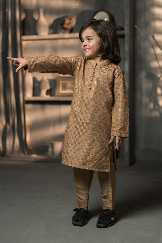 Gold Kids Designer Kurta Pajama