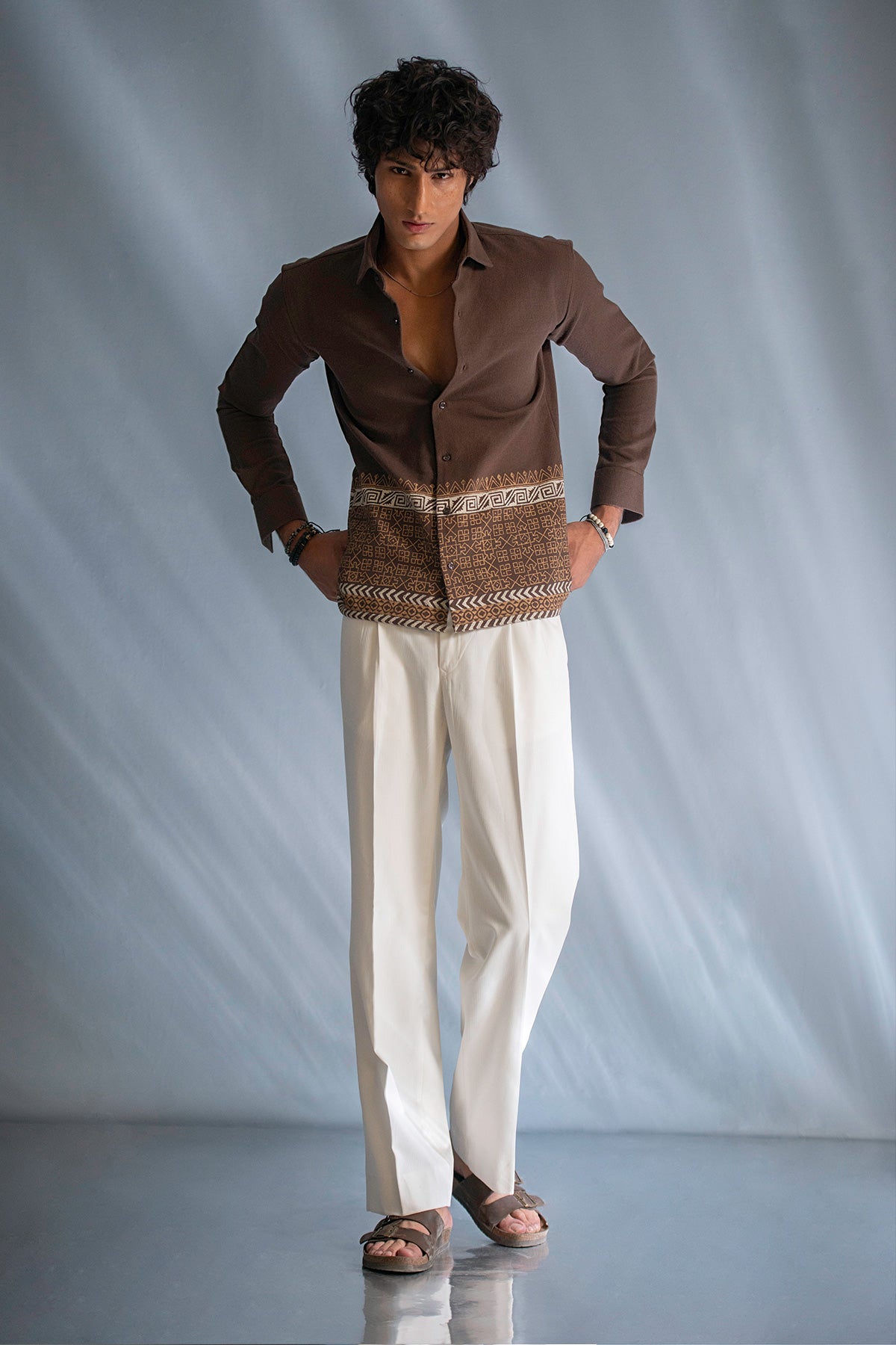 The Terra Block Print Brown Hem Shirt