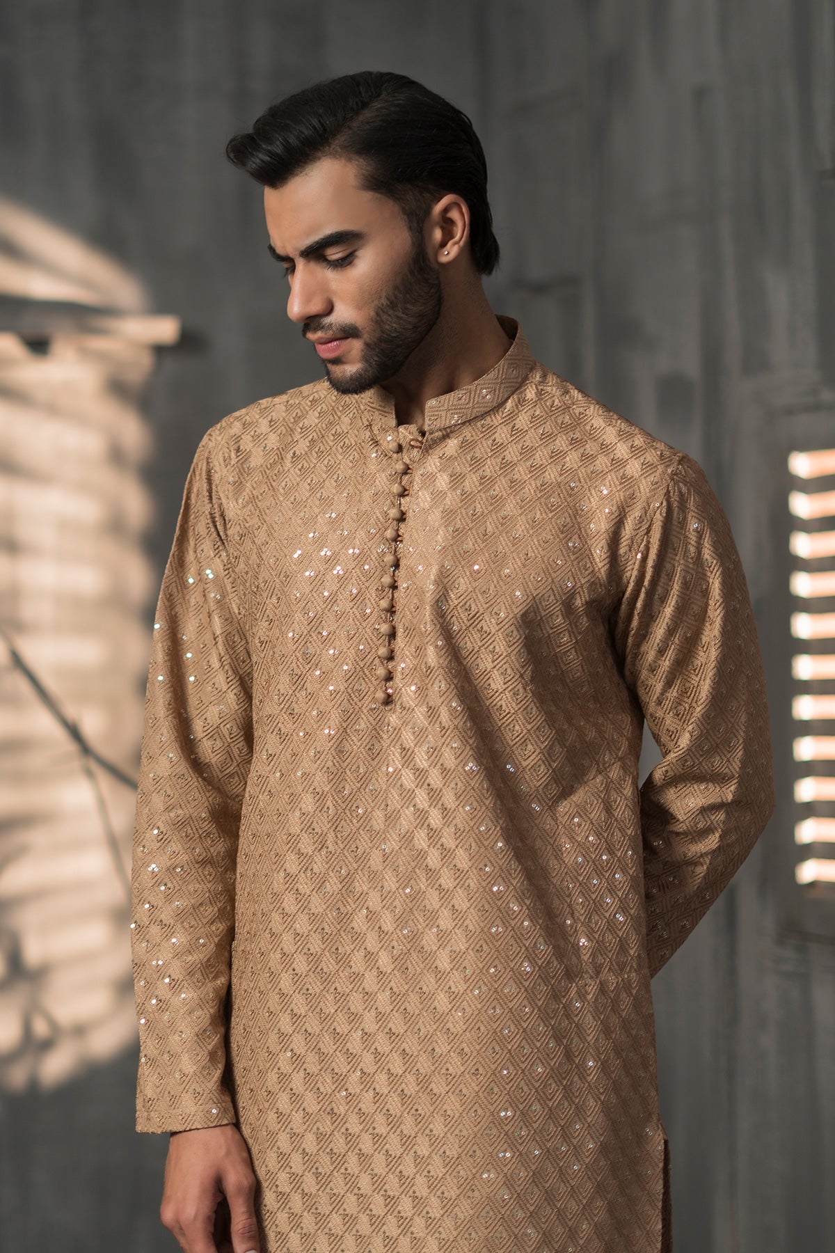 Gold  Designer Kurta Pajama