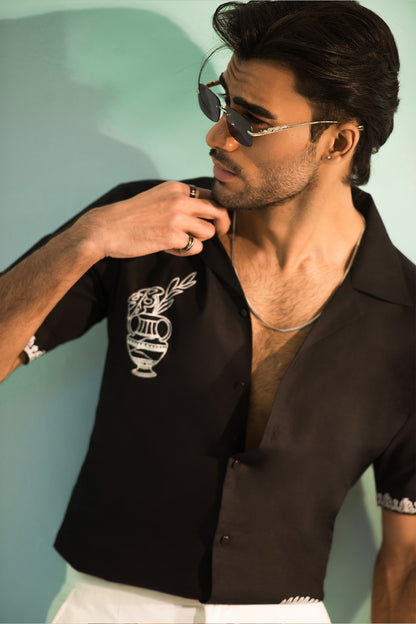 Classic Black Embroidered Shirt