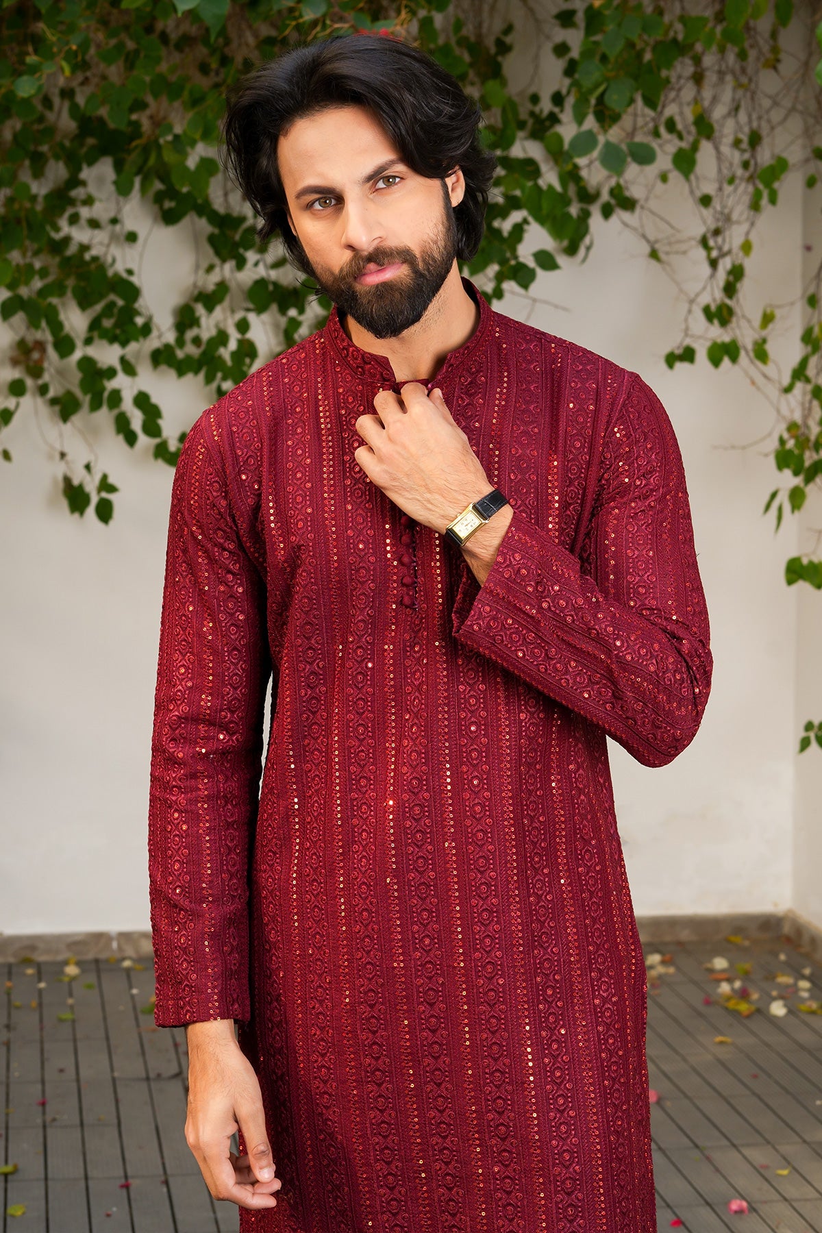 Maroon Designer Kurta Pajama 1