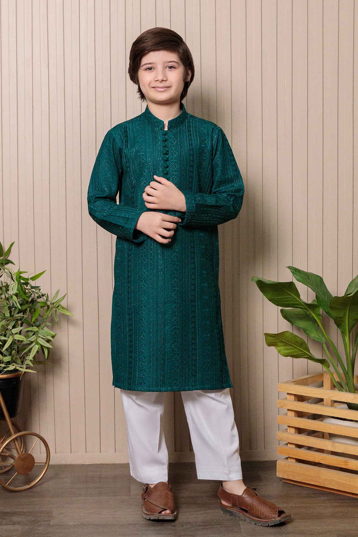 Kids Green Designer Kurta Pajama 2