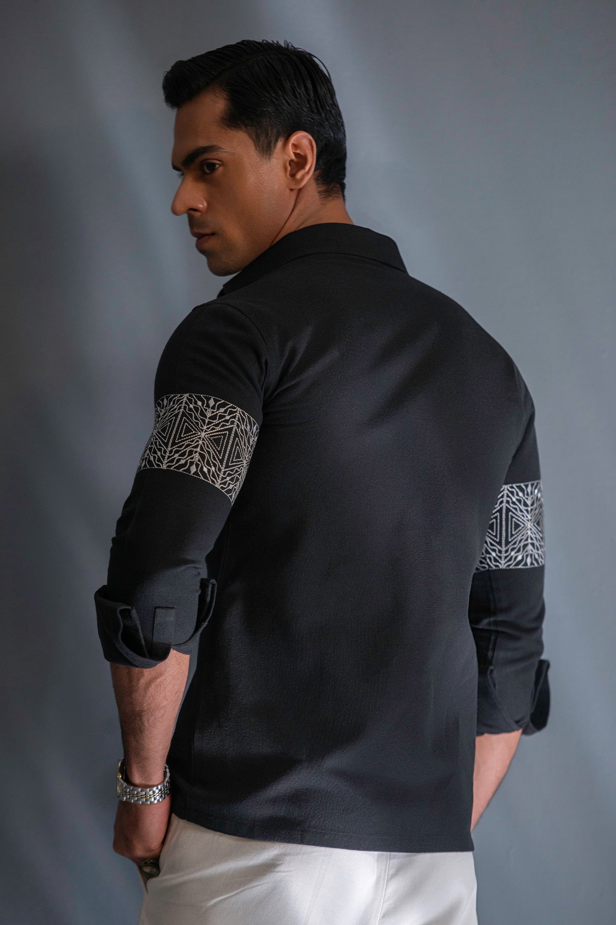 The Midnight Aztec Block Print Black Shirt