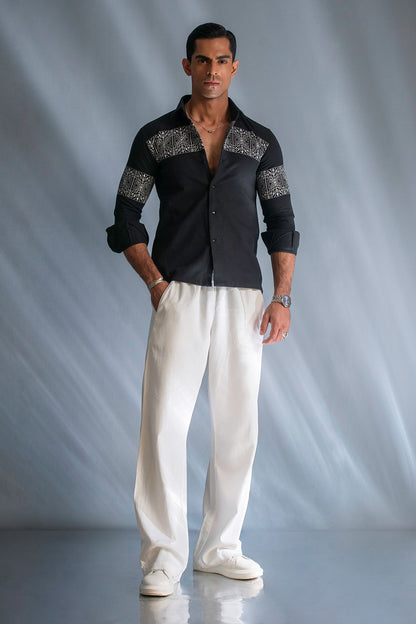 The Midnight Aztec Block Print Black Shirt