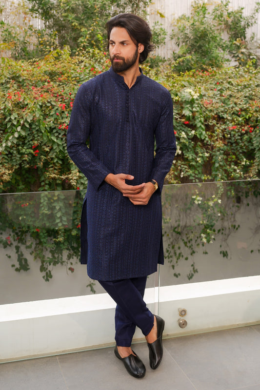 Navy Blue Designer Kurta Pajama 2