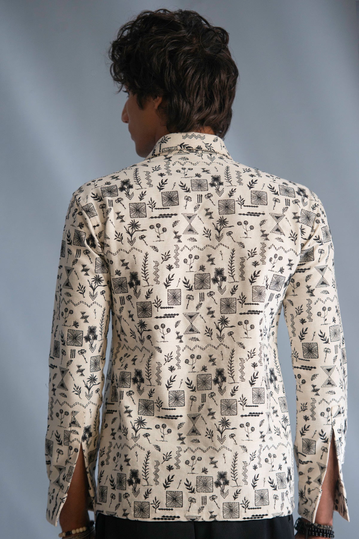 The Echo Monochrome Embroidered Full-Sleeve Casual Shirt