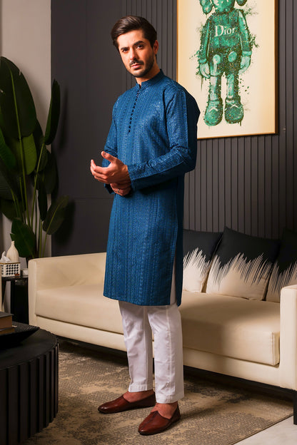 Blue Designer Kurta Pajama 2