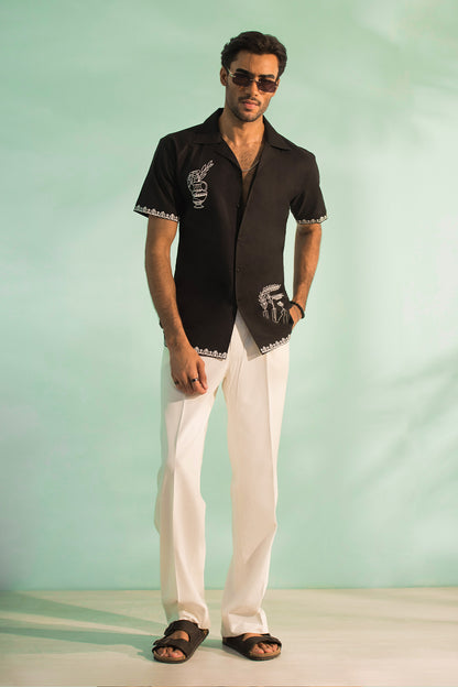 Classic Black Embroidered Shirt