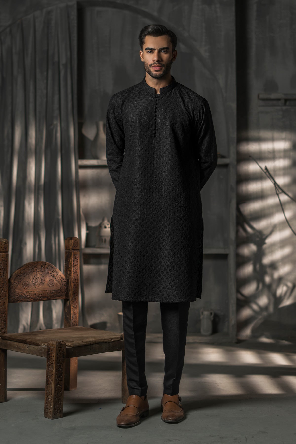 Black  Designer Kurta Pajama