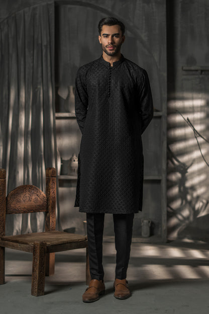 Black  Designer Kurta Pajama