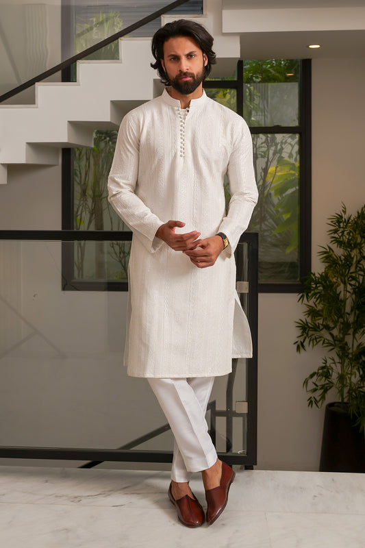 Off White Designer Kurta Pajama 3