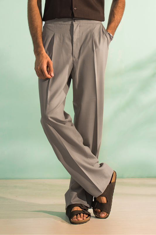 Grey Pleated Trouser
