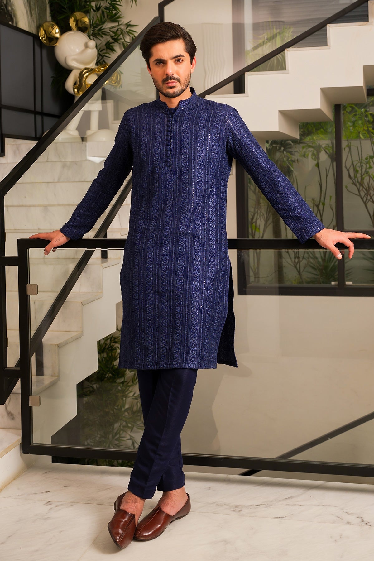 Navy Blue Designer Kurta Pajama 3