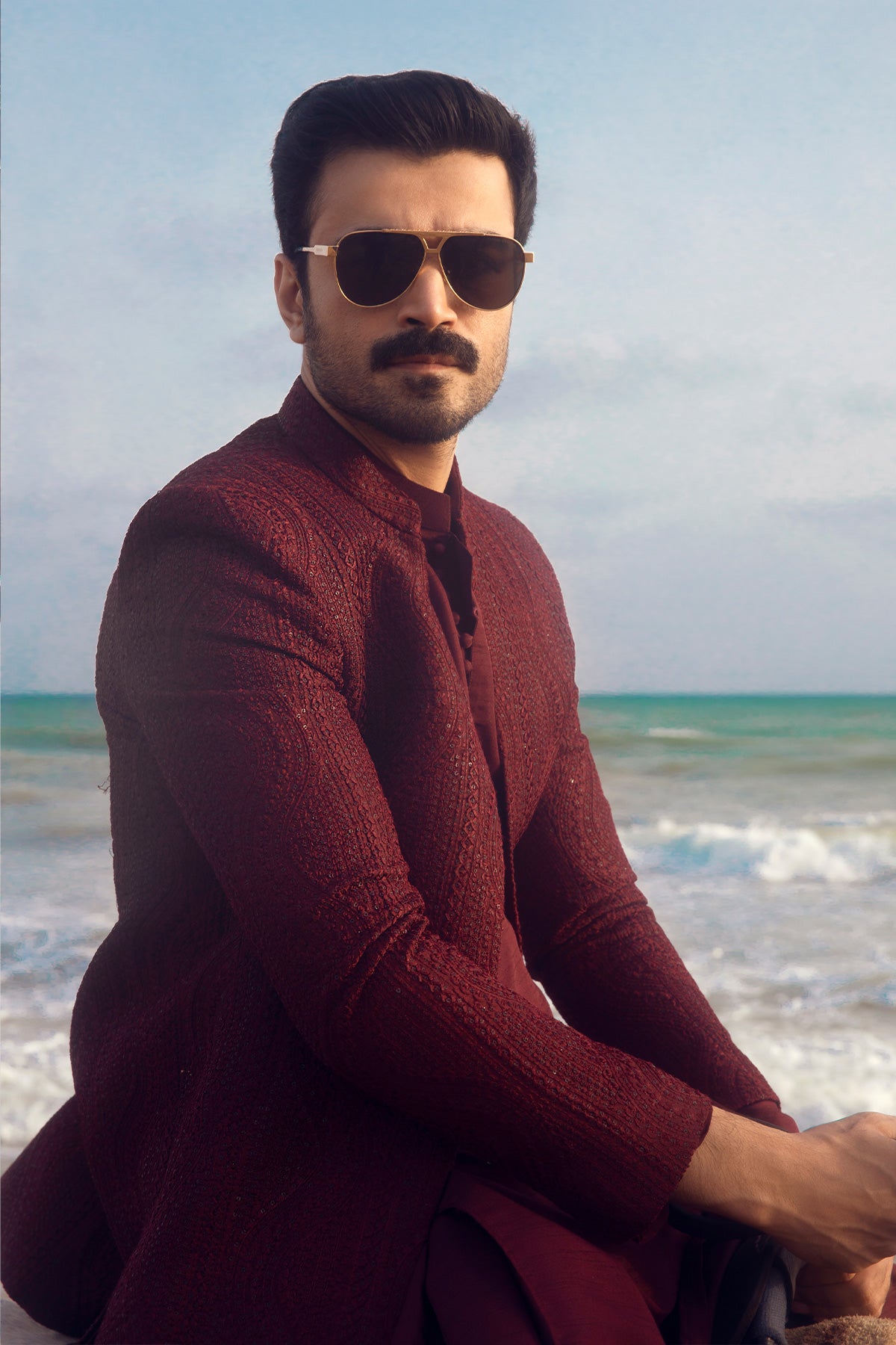 Crimson Pathani Suit