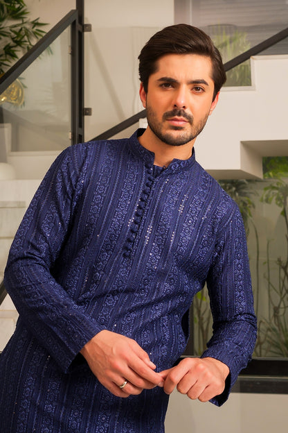 Navy Blue Designer Kurta Pajama 3