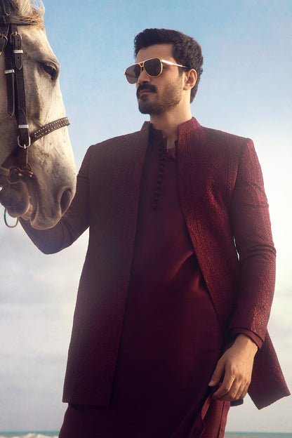 Crimson Pathani Suit