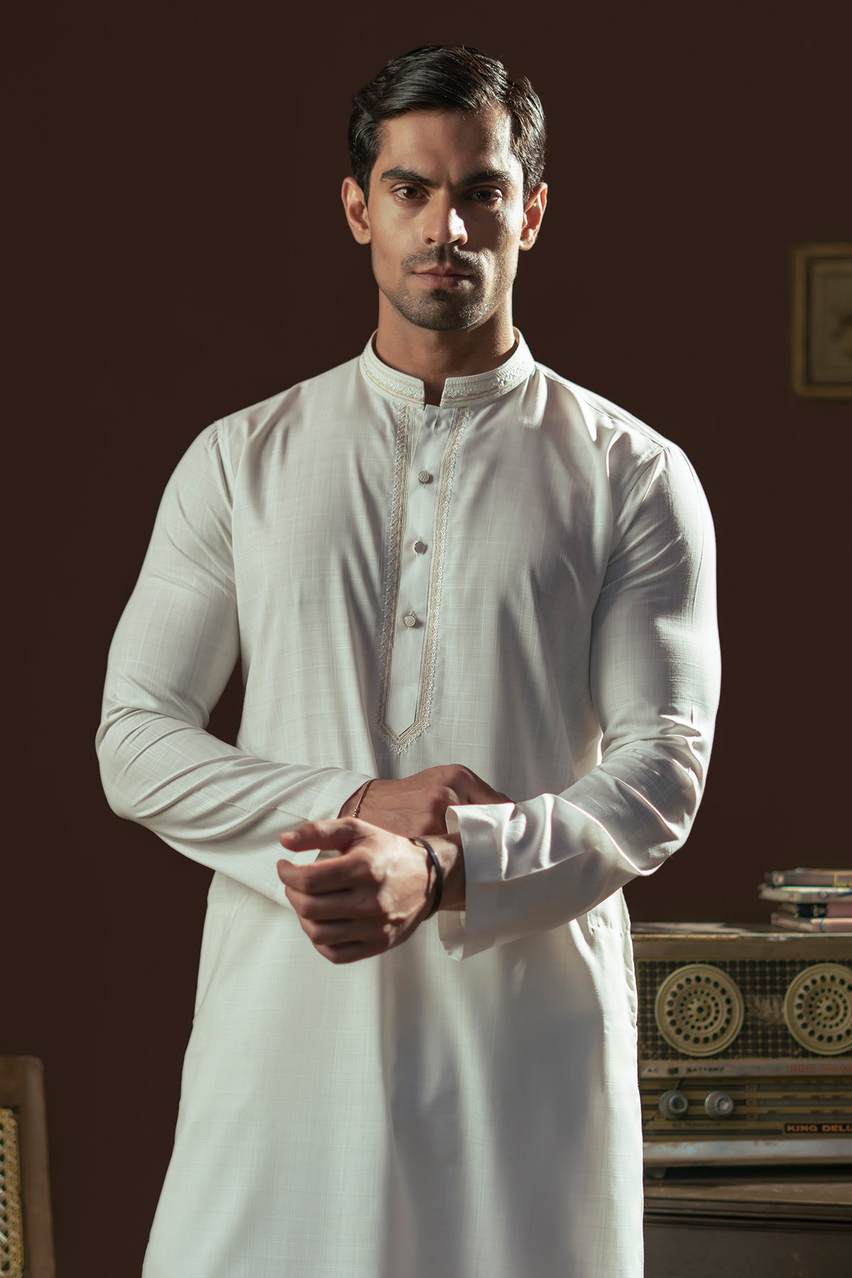 Pearl White  Emboidered Kurta Pajama