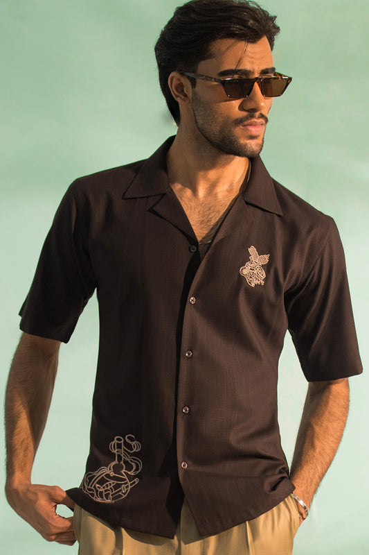 Sophisticated Noir Embroidered Shirt