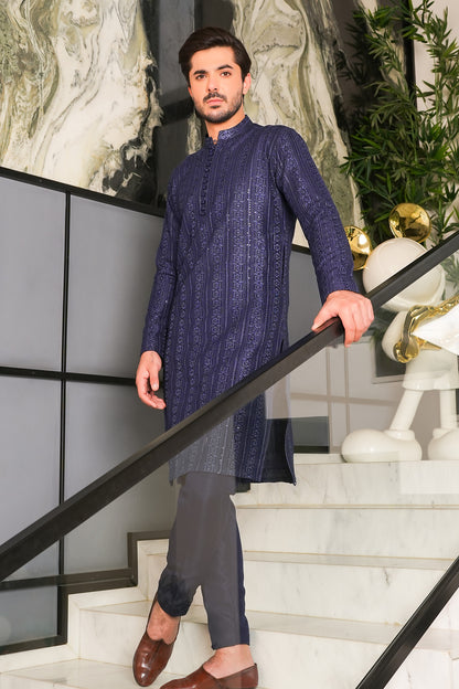 Navy Blue Designer Kurta Pajama 3