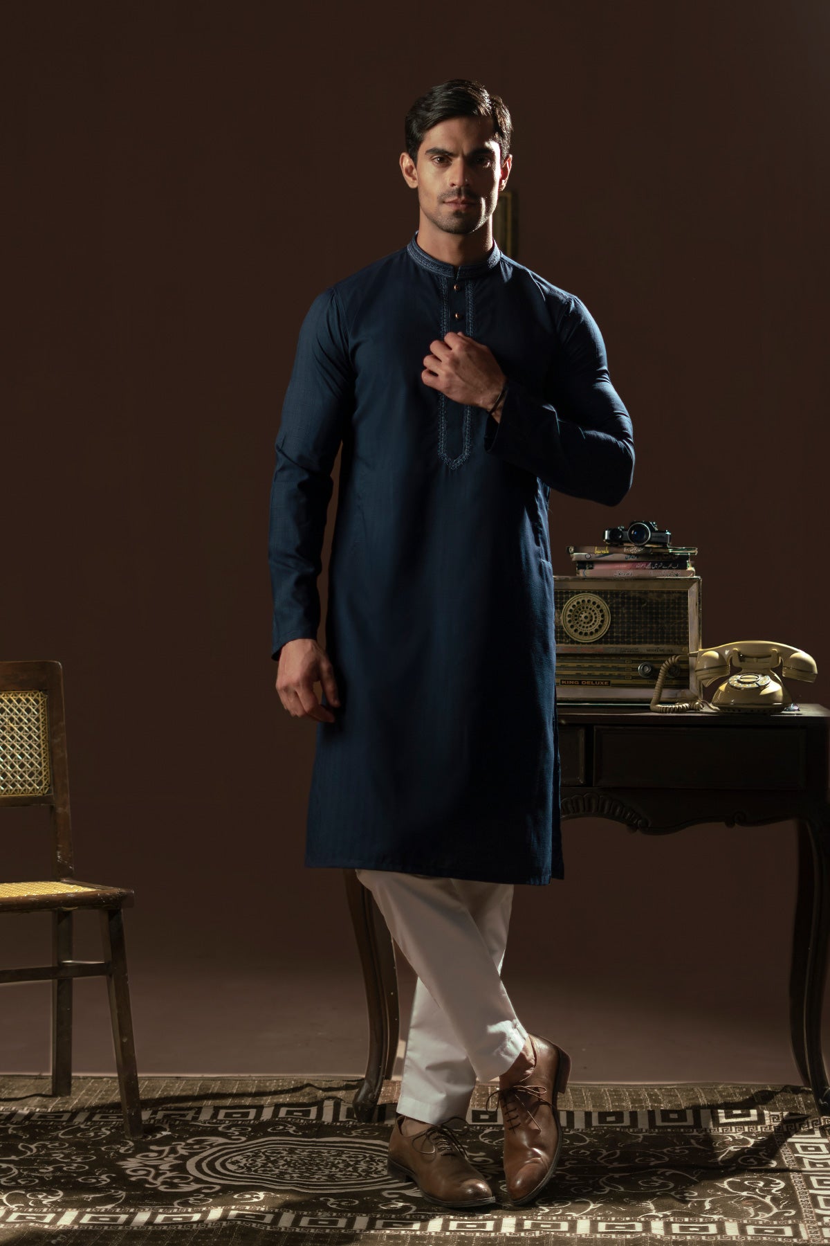 Blue Emboidered Kurta Pajama