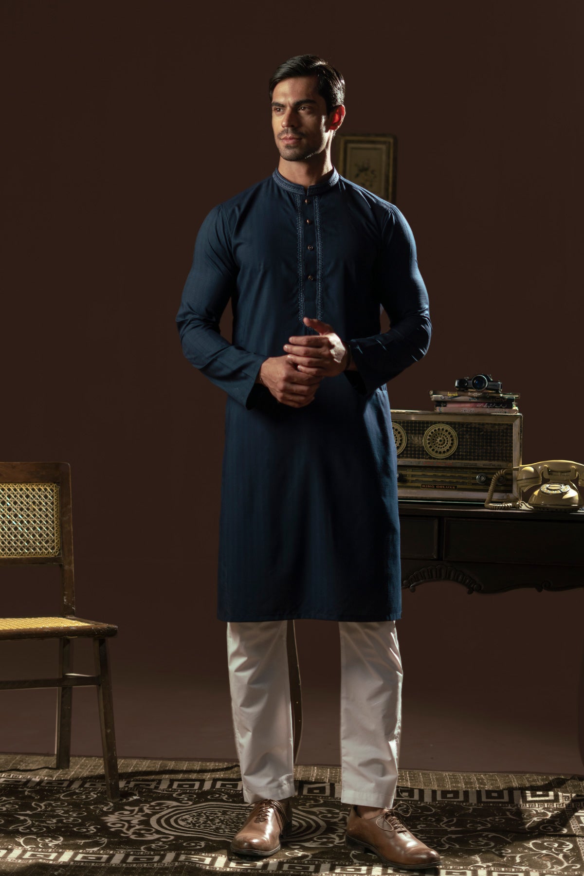 Blue Emboidered Kurta Pajama