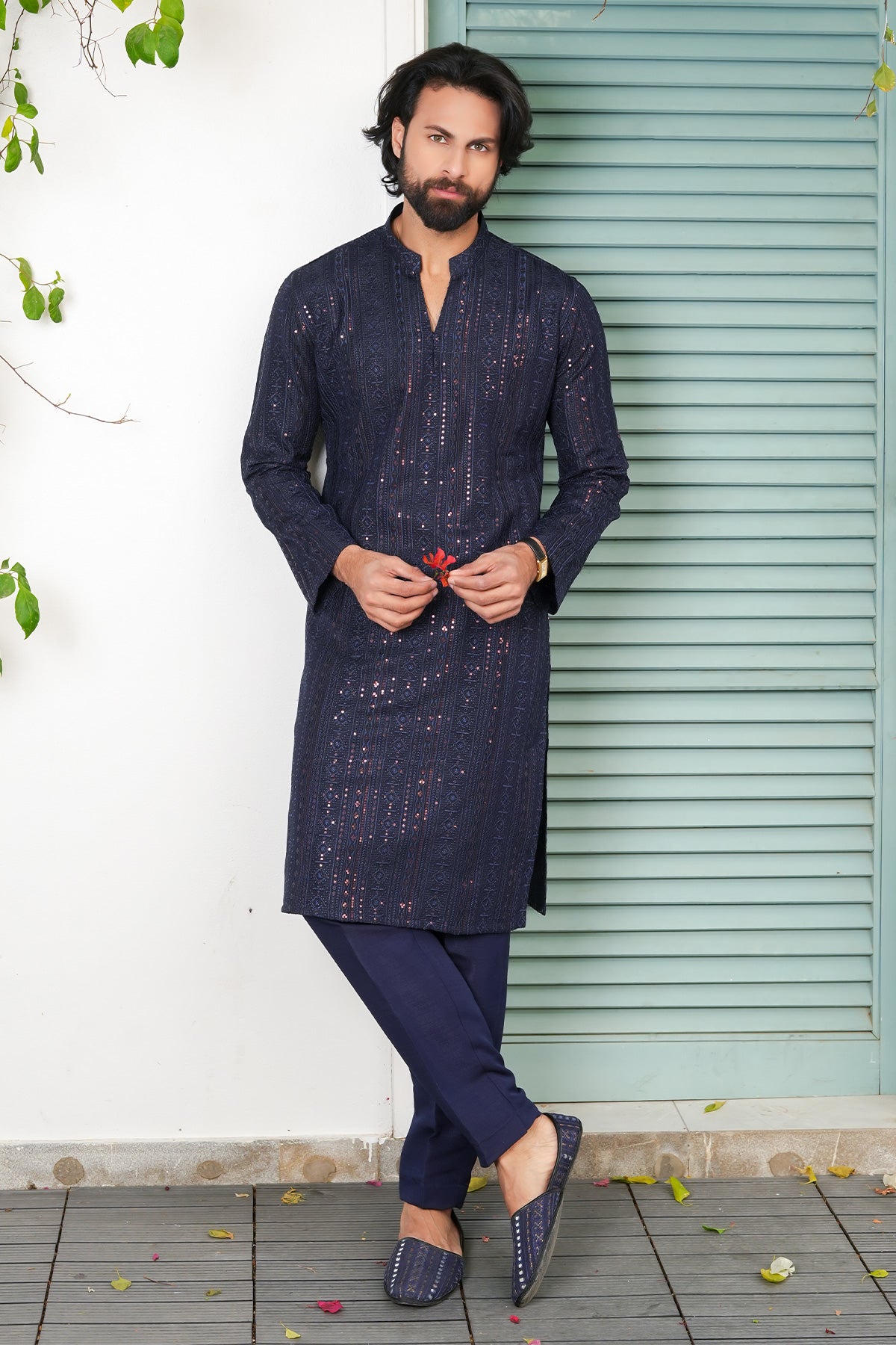 Navy Blue Designer Kurta Pajama 1