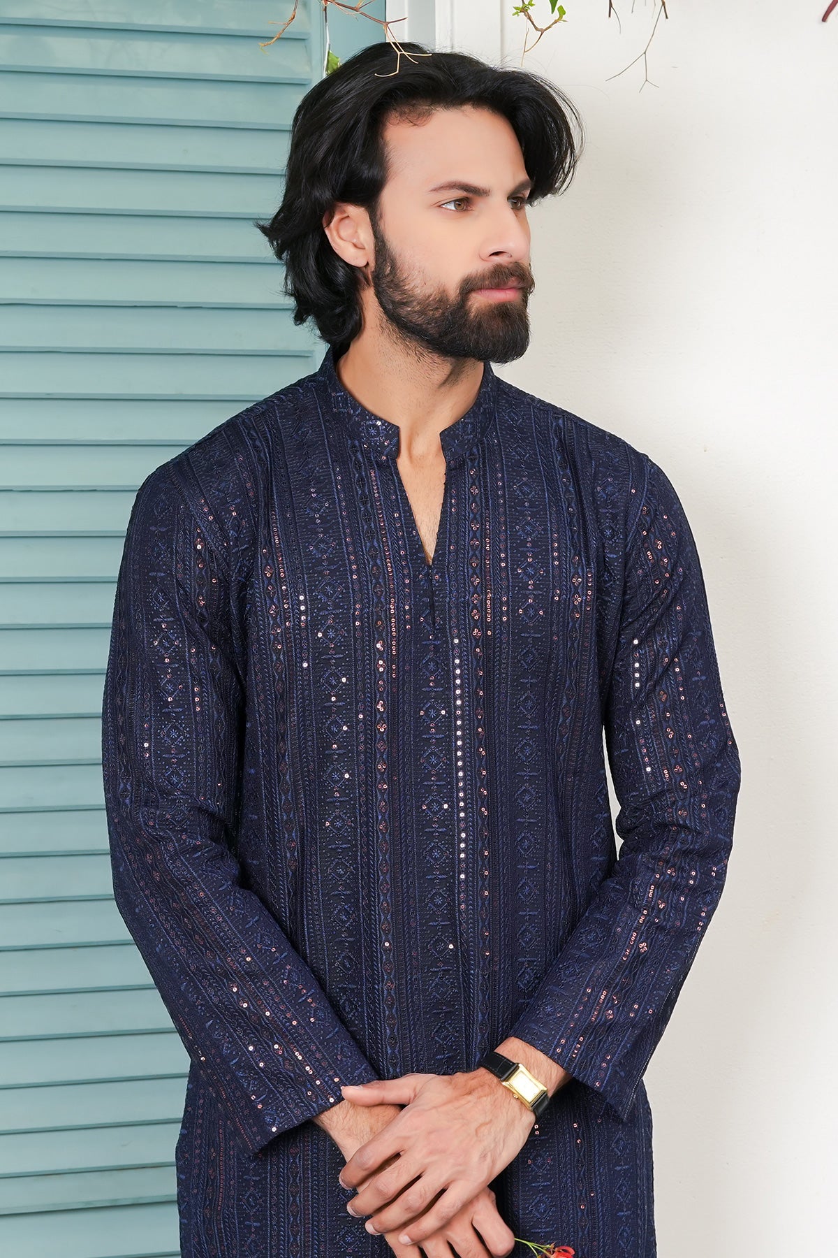 Navy Blue Designer Kurta Pajama 1