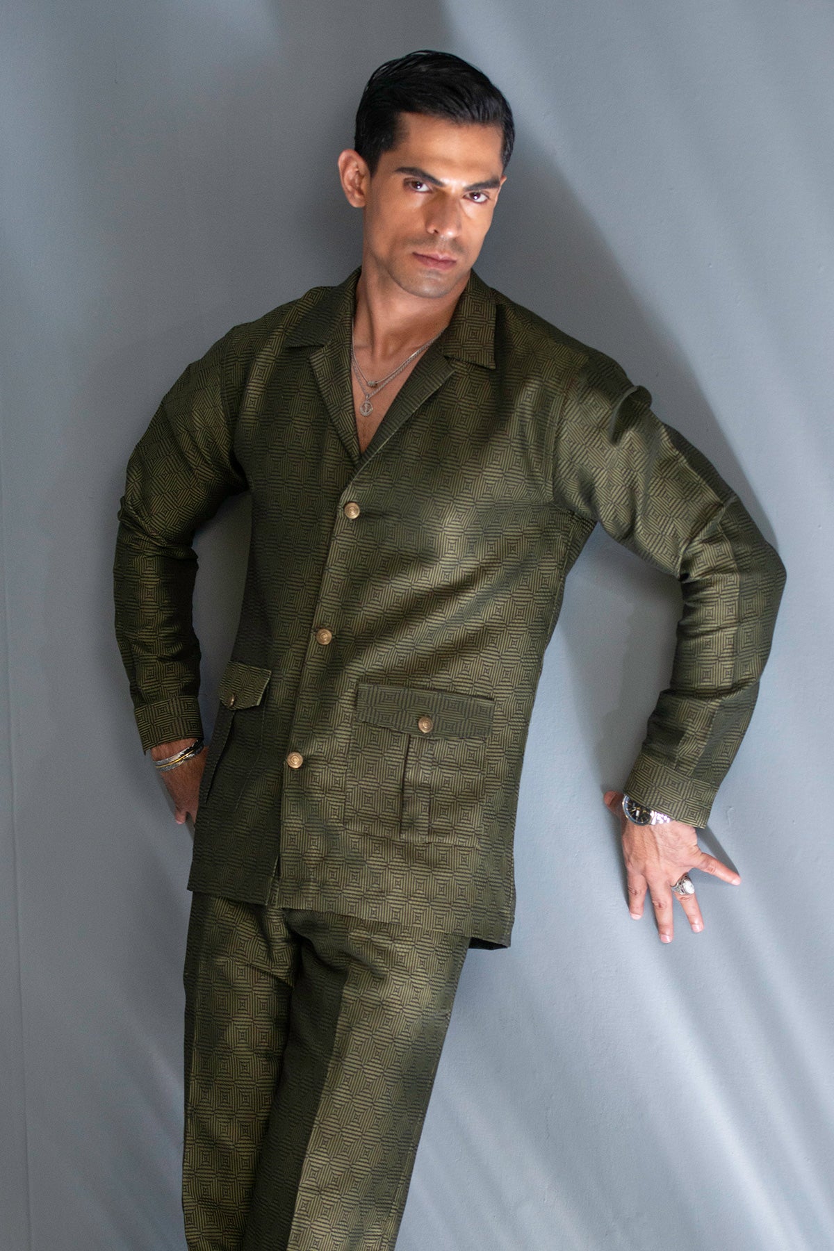 Moss Texture Olive Green Co-ord Set