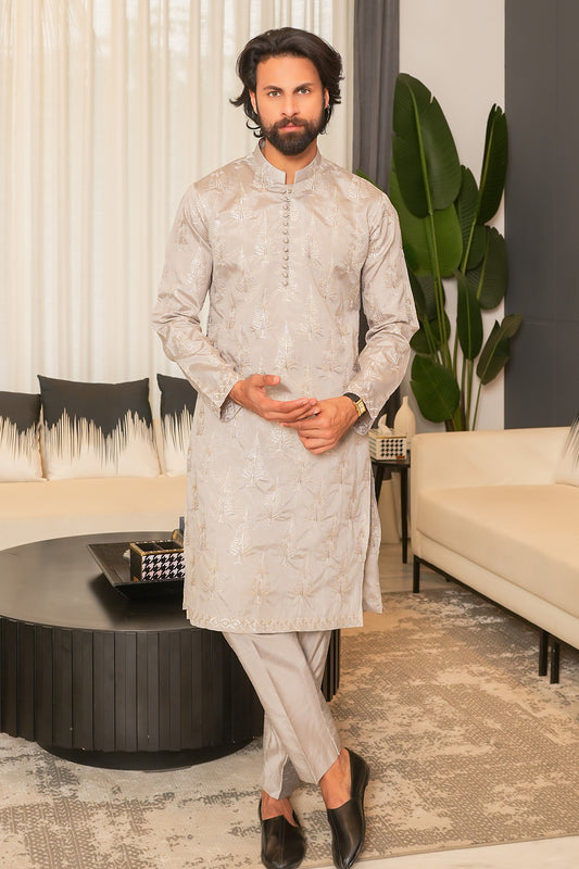 Grey Designer Kurta Pajama 1