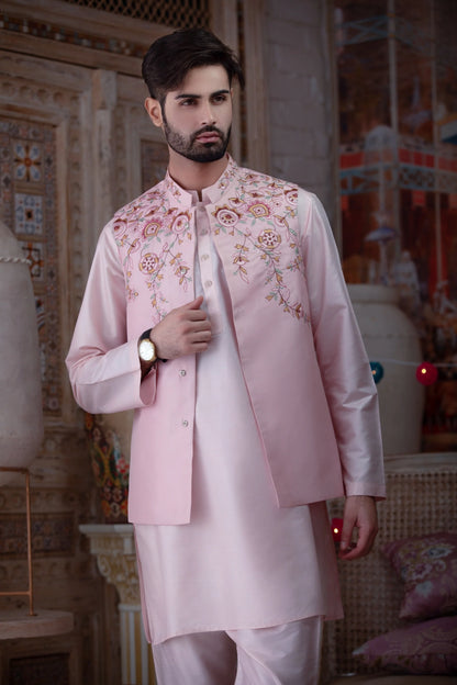 Meraki Waist Coat 001 with pearl white kurta pajama