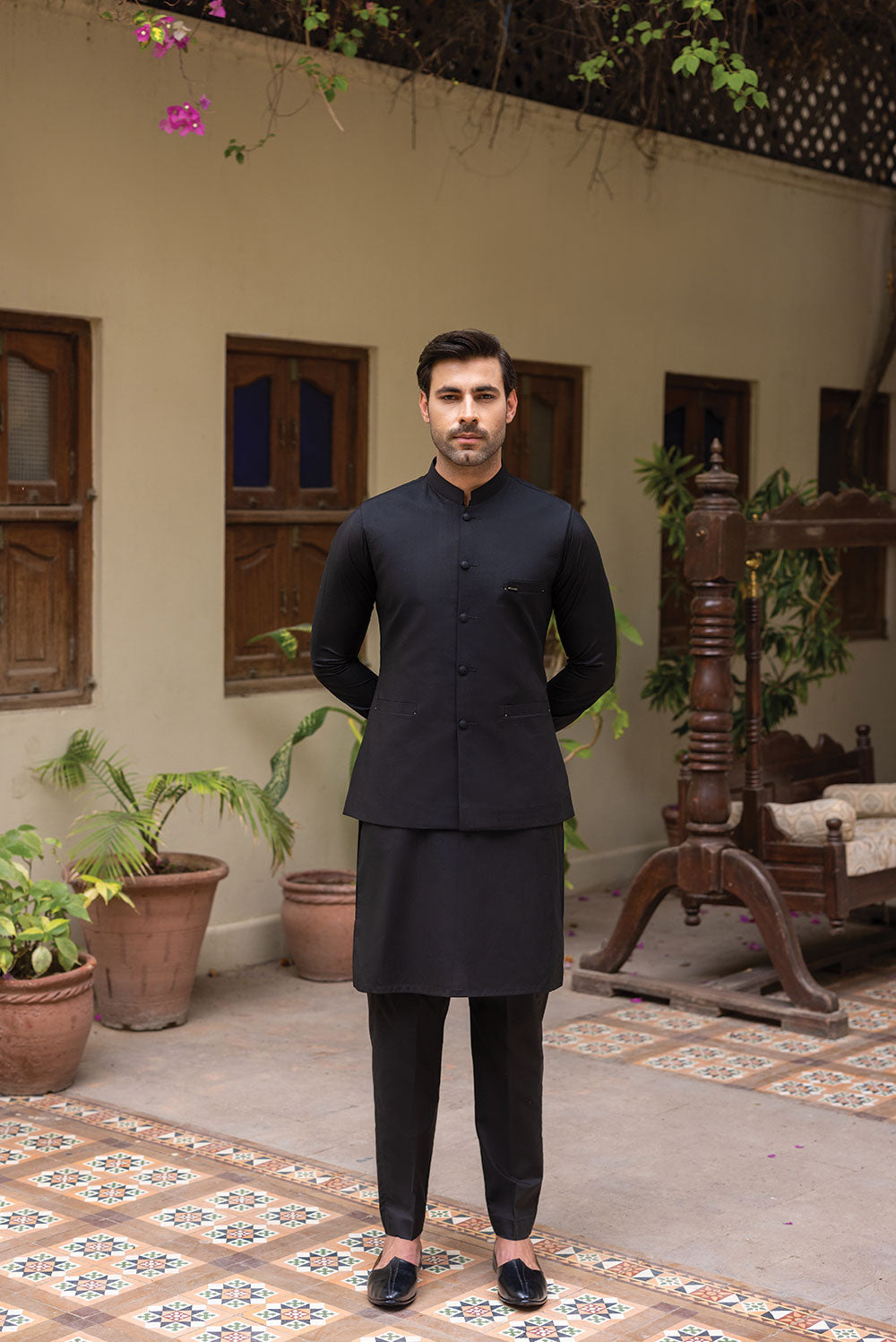 Black Waistcoat with Kurta Pajama