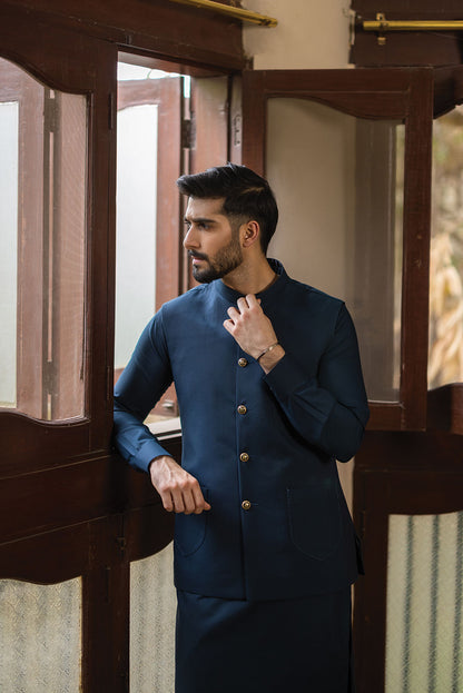 Blue Waistcoat with Kurta Pajama