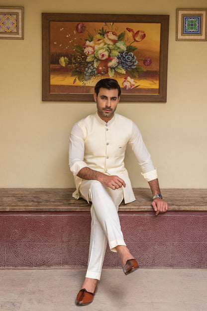 Cream Waistcoat with Kurta Pajama