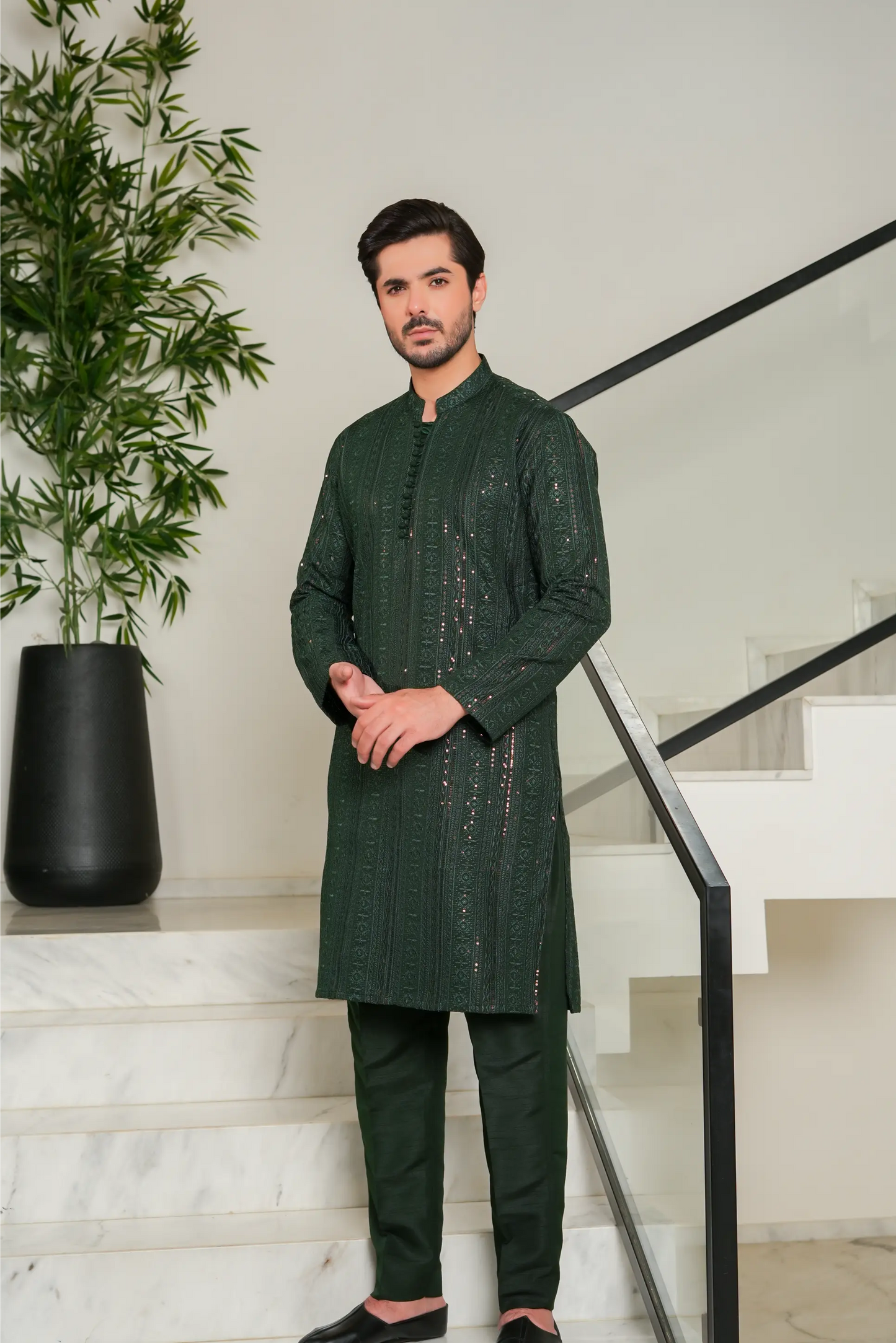 Green Designer Kurta Pajama 3