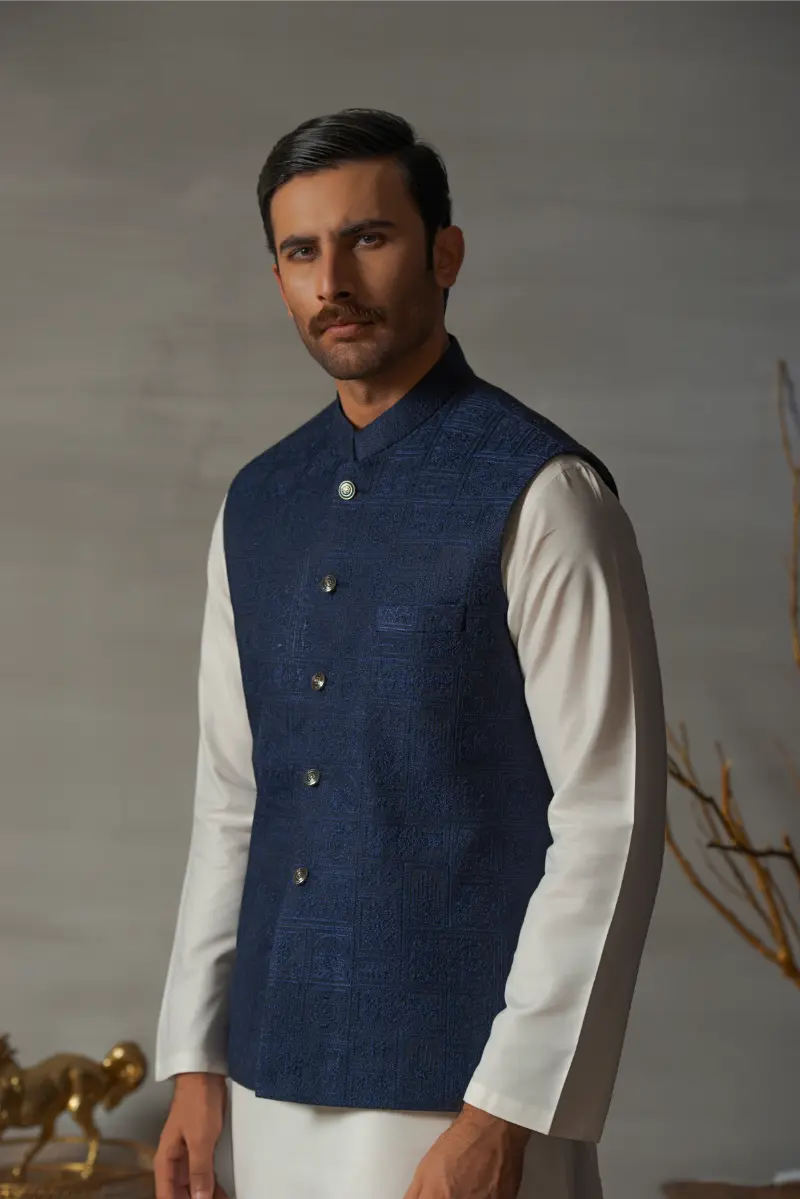 Navy Blue Designer Waistcoat