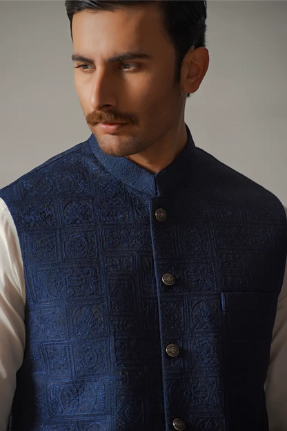 Navy Blue Designer Waistcoat