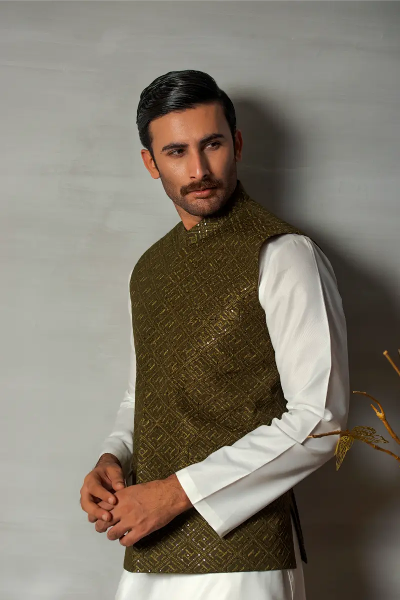 Green Designer Waistcoat 2