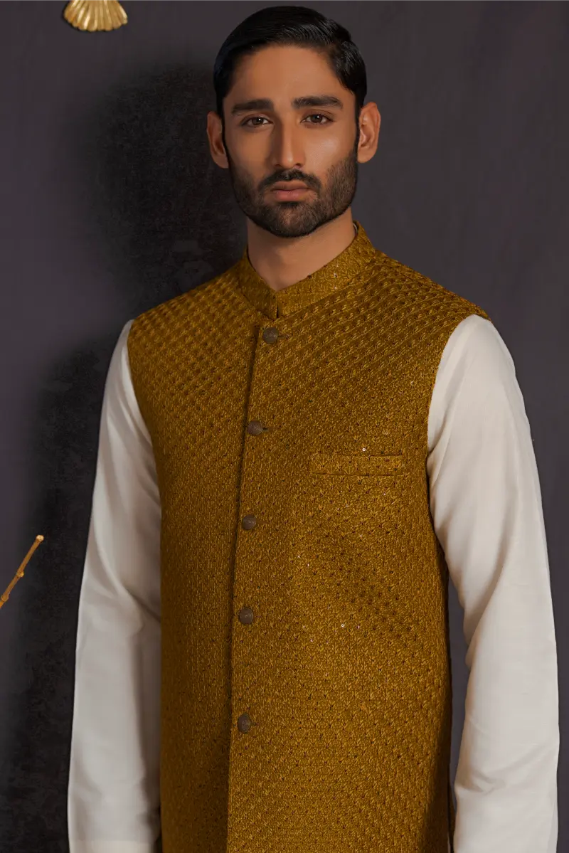 Golden Designer Waistcoat 2