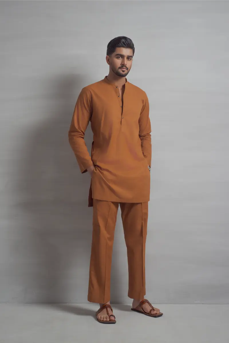 Mustard Short Kurta Pajama