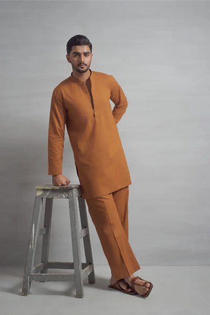 Mustard Short Kurta Pajama