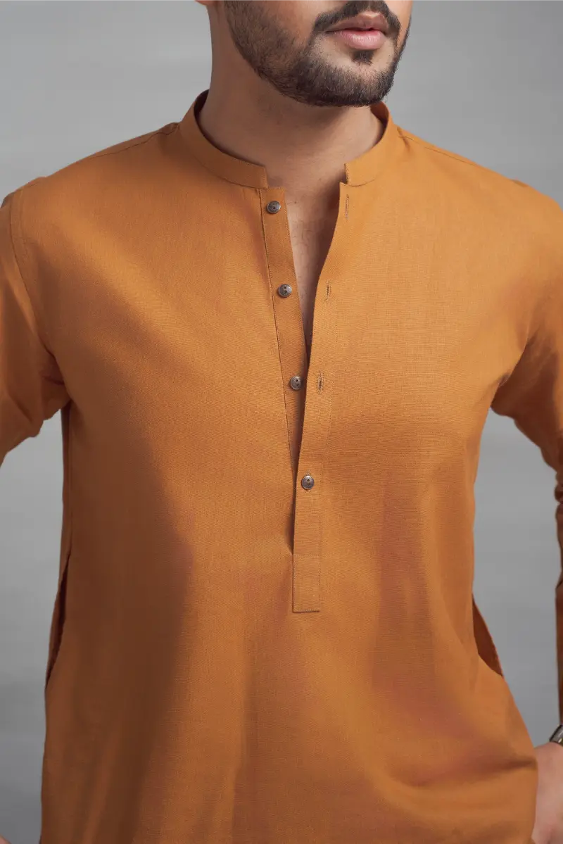 Mustard Short Kurta Pajama