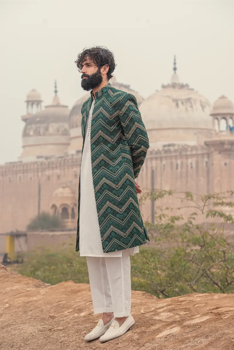 Green  Open Sherwani