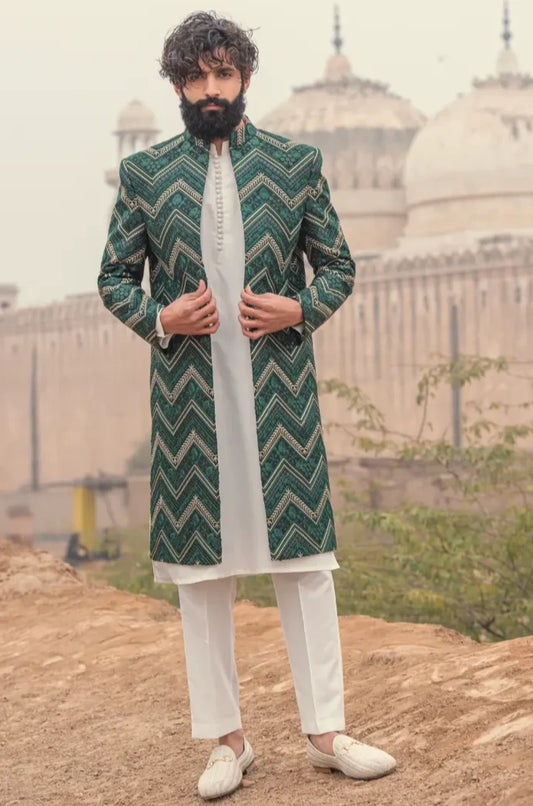 Green  Open Sherwani