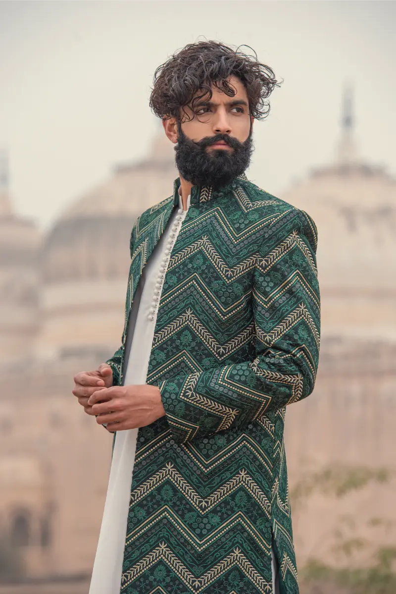 Green  Open Sherwani