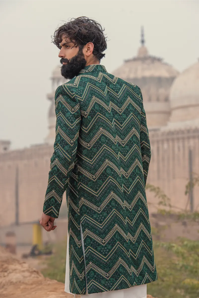 Green  Open Sherwani