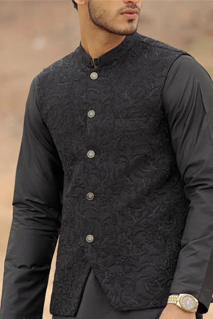 Black Embroidered Waistcoat