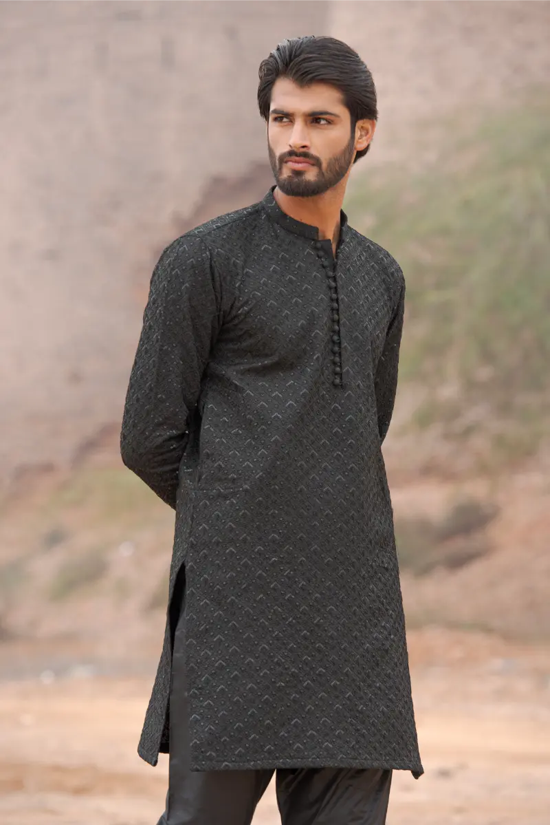 Black Embroidered Kurta Pajama