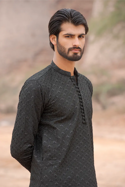 Black Embroidered Kurta Pajama